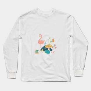 Wandering in Wonderland - Blue + Gold Long Sleeve T-Shirt